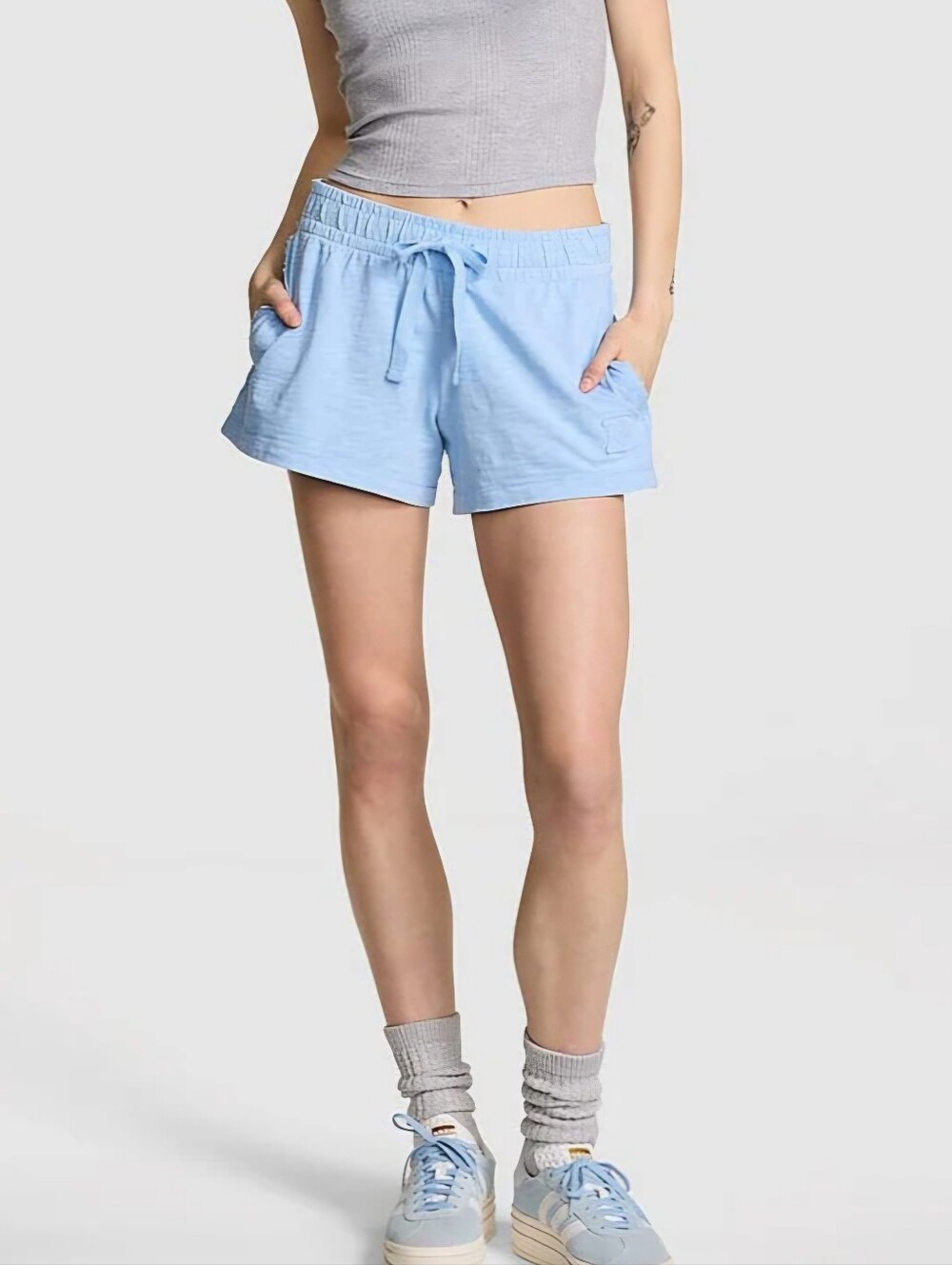 NWT Victoria's Secret PINK Lightweight Lounge Blue Shorts 100% Cotton Size Small